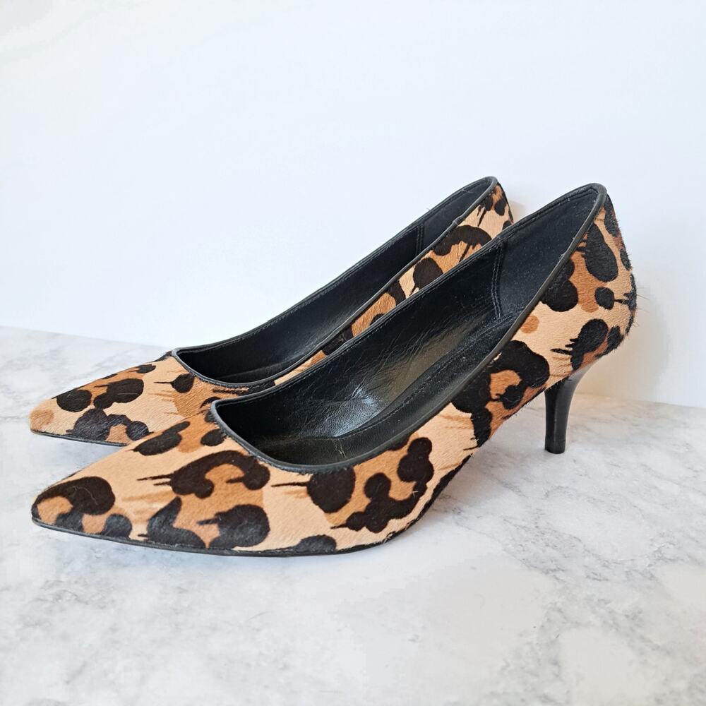 COACH Lacey Heel Leopard Print Calf Hair Pump Size Point Toe Size 6.5